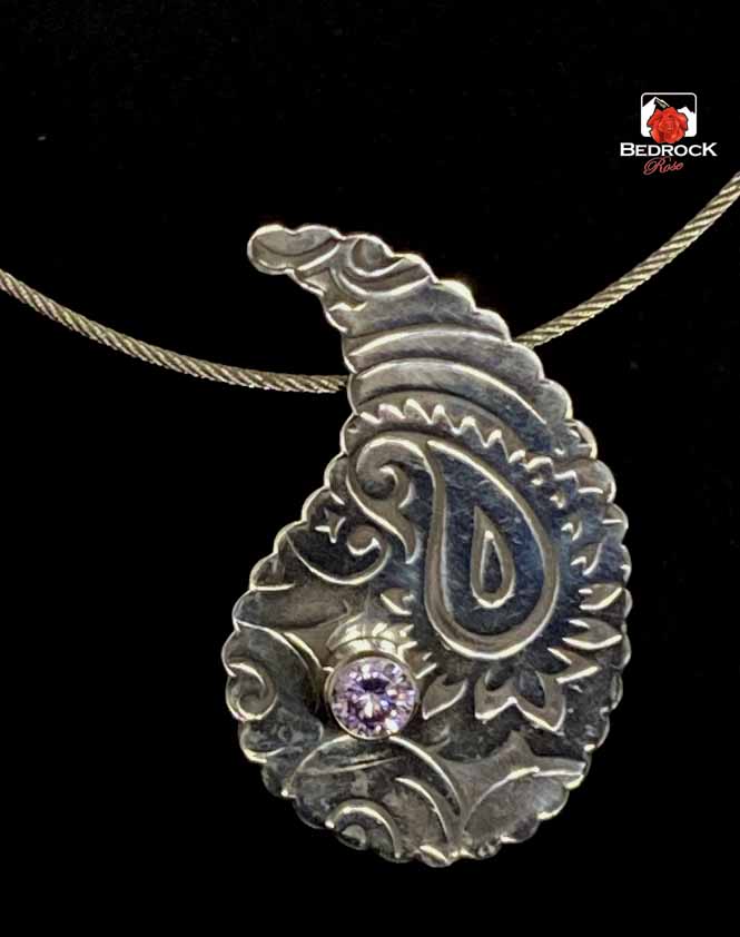 Paisley-on-Paisley Silver Pendant! Bedrock Rose