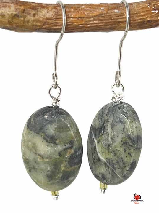 Faceted Nephrite Jade Dangling Earrings Bedrock Rose