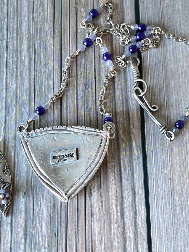 Charming Charoite with Silver Vine Pendant Bedrock Rose, Purple Gemstone, Siberian Charoite, Handcrafted Pendant, Elegant Gift