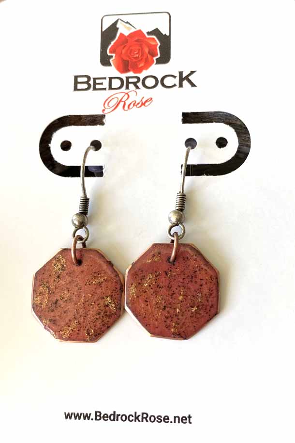 Burnt Umber Geometric Dangling Earrings Bedrock Rose, Handmade jewelry, Gift for her