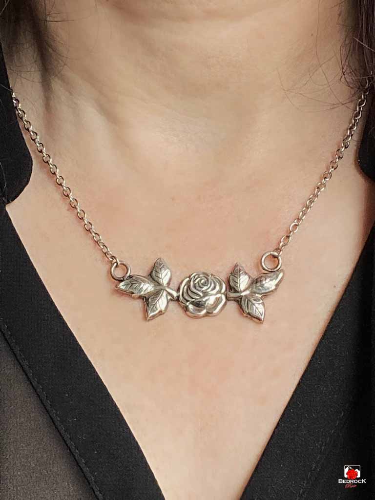 Captivating Silver Rose Pendant Bedrock Rose