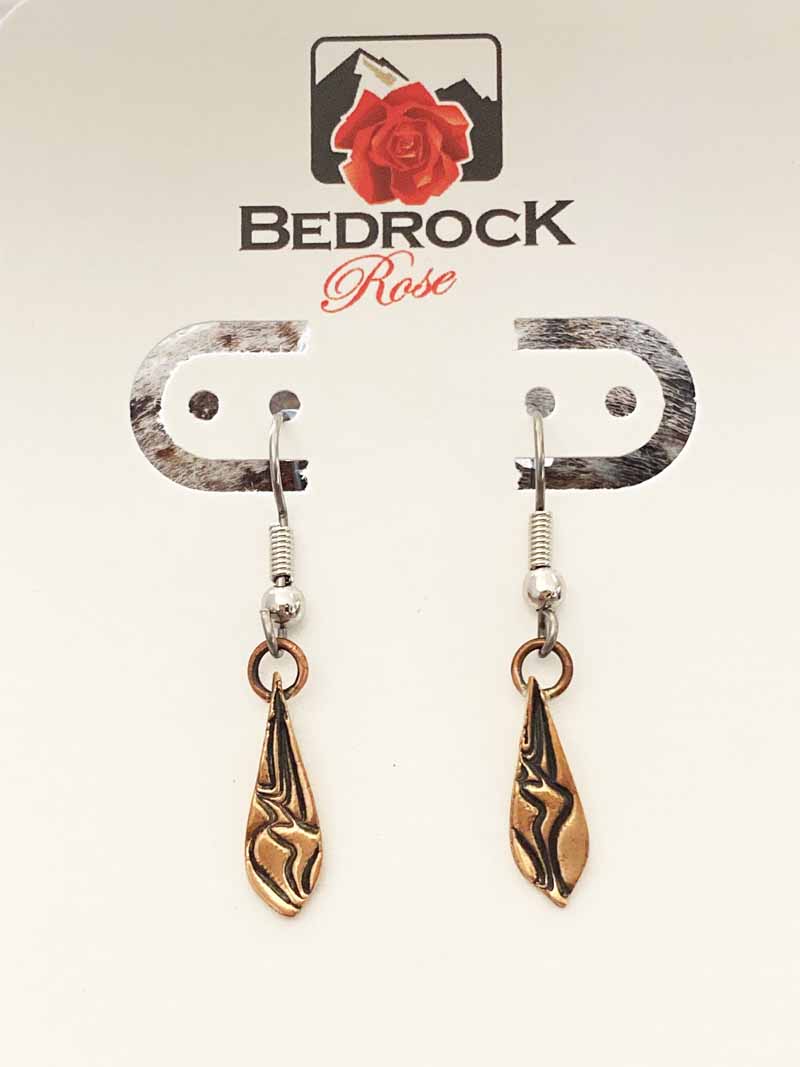 Mini Rose Bronze Squiggles Design Earrings Bedrock Rose