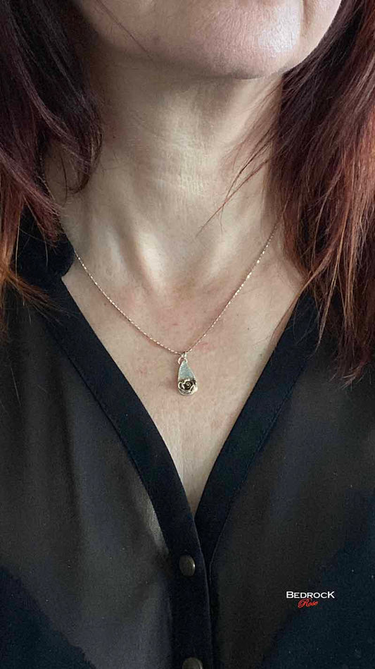 Silver and Gold-Plated Hybrid Tea Rose Pendant Bedrock Rose