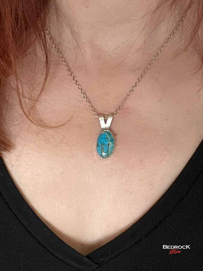 Dainty Kingman Turquoise Pendant Bedrock Rose