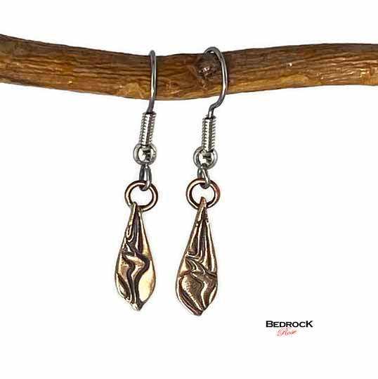Mini Rose Bronze Squiggles Design Earrings Bedrock Rose