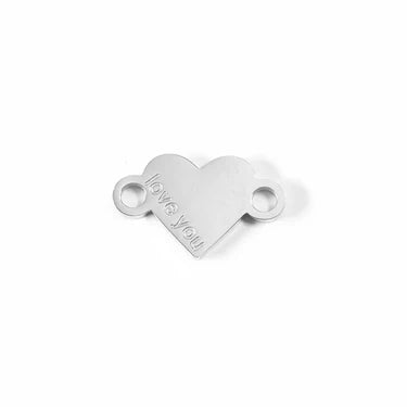 Silver heart charm with Love You cut out
