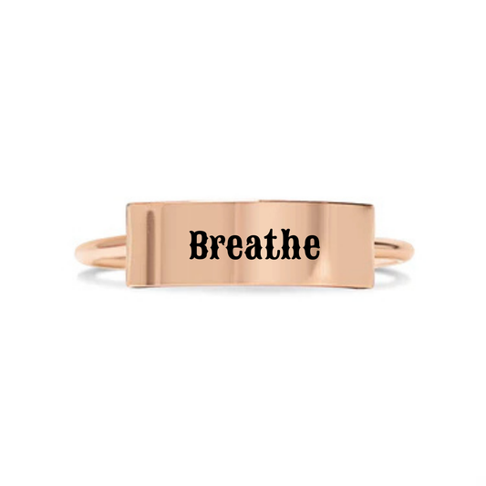 Rose gold ring, statement ring, stainless steel, hypoallergenic, affordable jewelry, gift for her, engraveable, personalizable
