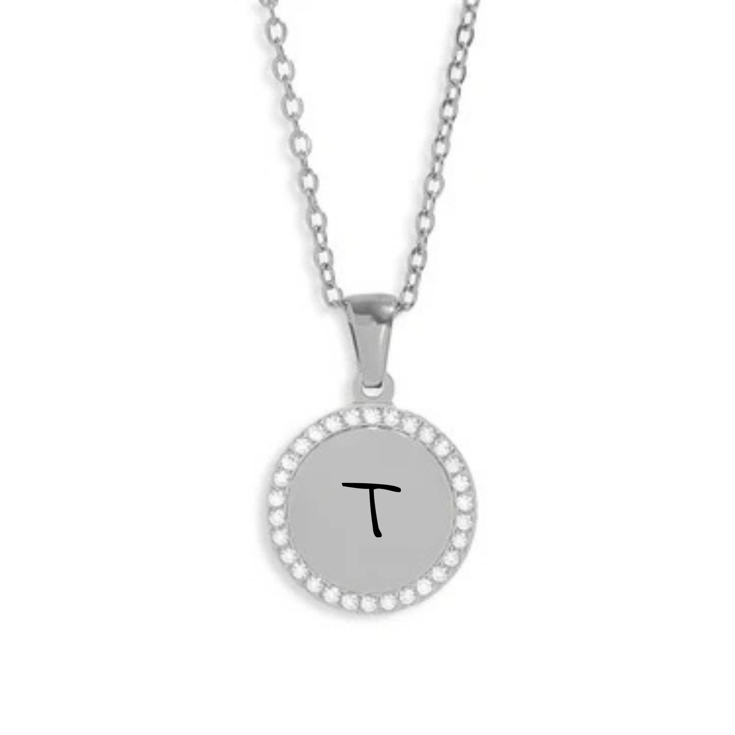 Personalized Halo Crystal Disc Necklace