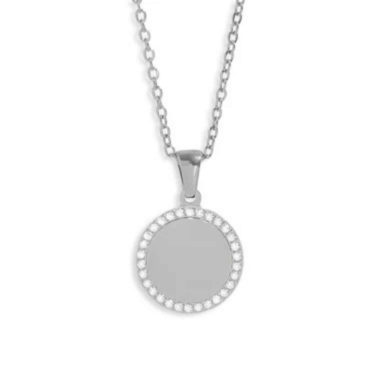 Personalized Halo Crystal Disc Necklace