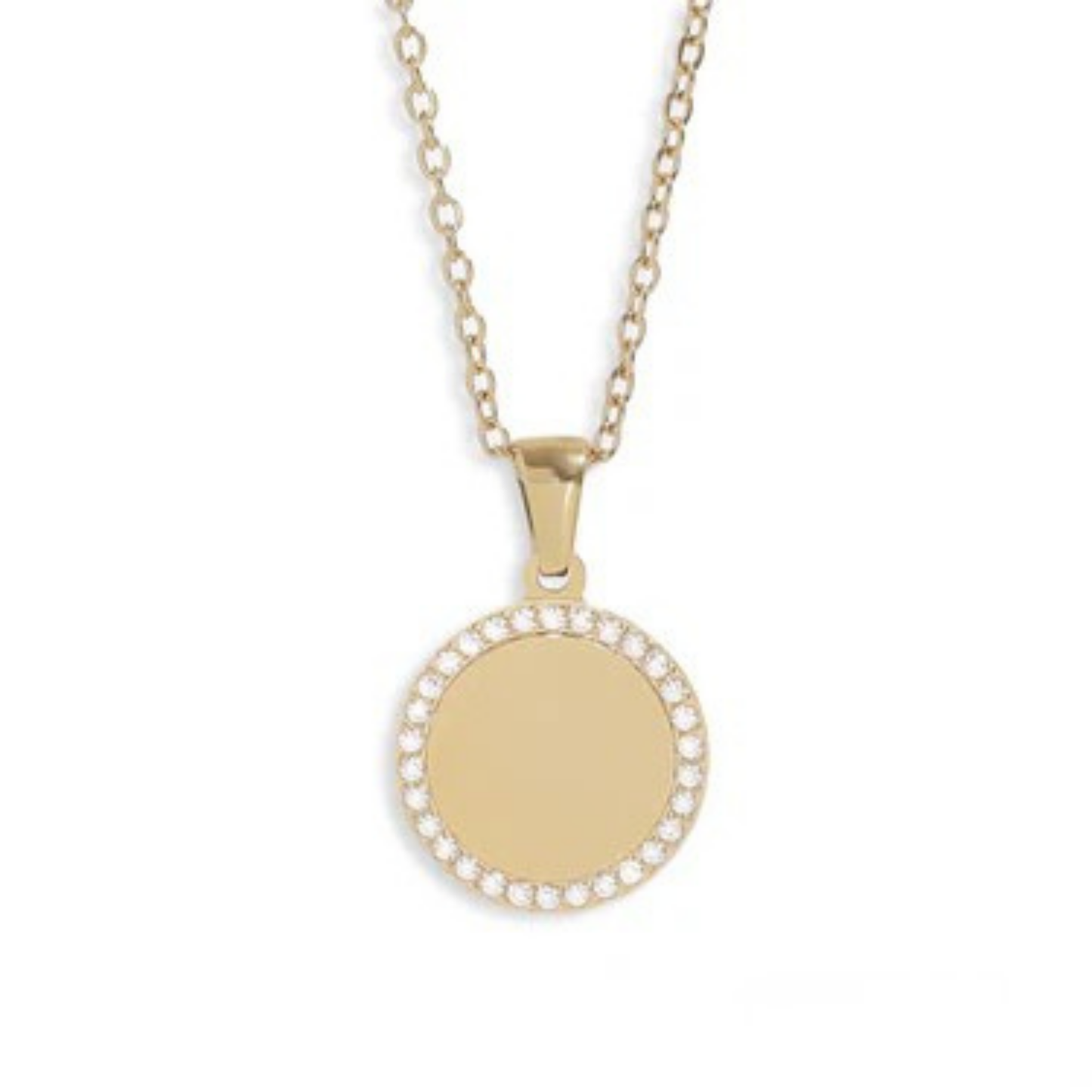 Personalized Halo Crystal Disc Necklace