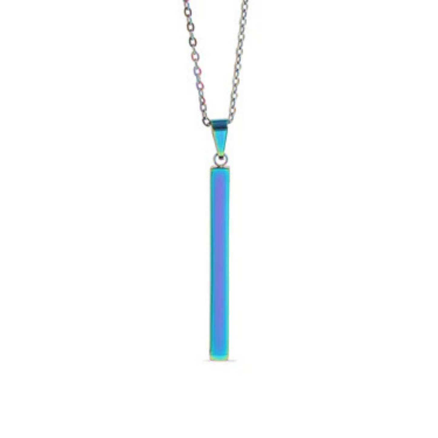 Necklace with a blue pendant on a white background