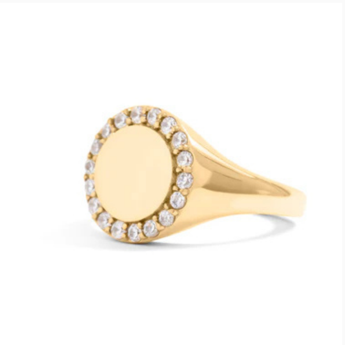 Personalized Sparkling Halo Signet Ring