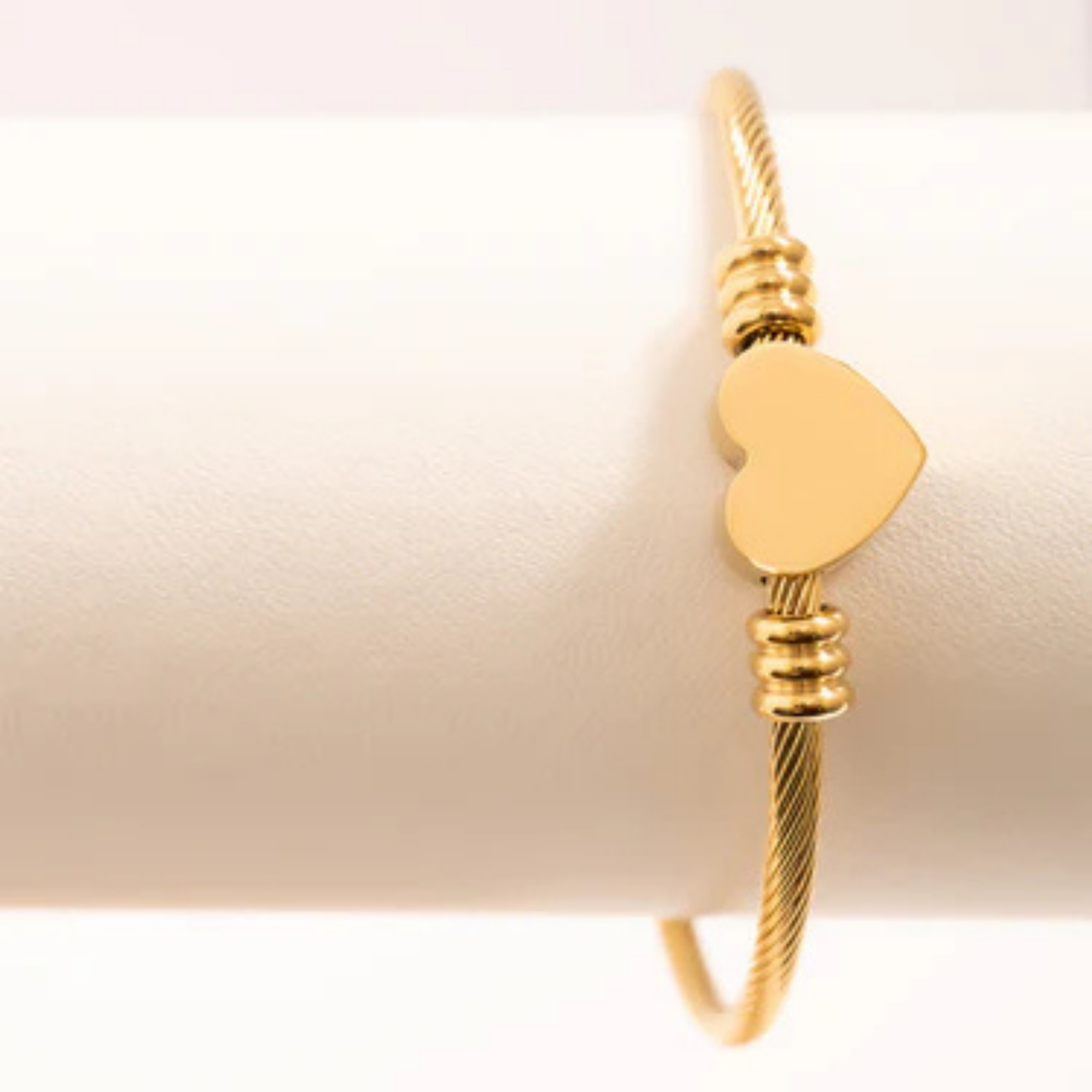 Personalizable Adjustable Heart Cable Cuff Bracelet