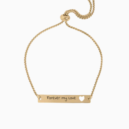 Personalized Adjustable Bar Bracelet with Heart Cutout | Custom Engraved Stainless Steel