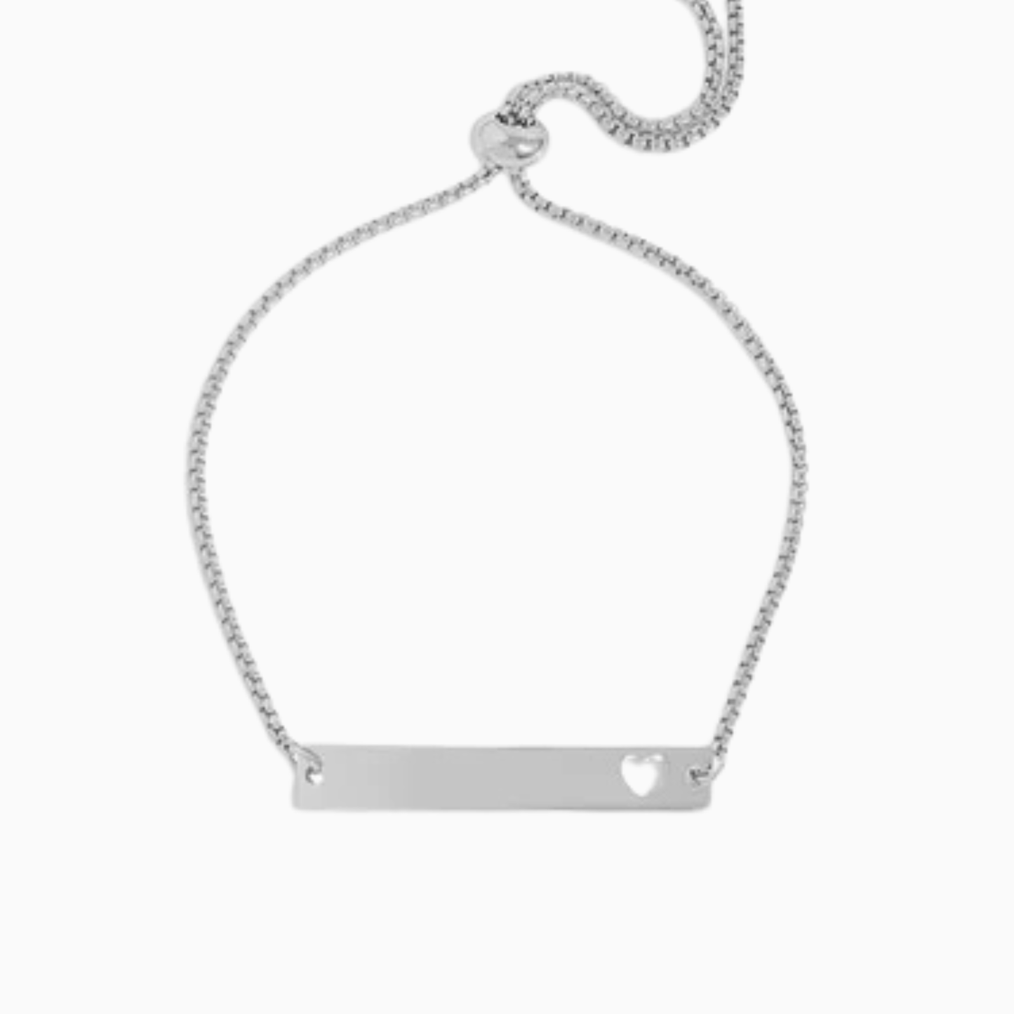 Personalized Adjustable Bar Bracelet with Heart Cutout | Custom Engraved Stainless Steel