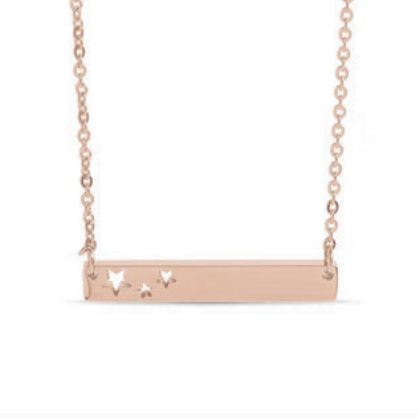 Personalized Horizontal Bar Necklace with Star Cutouts | Custom Engraved Stainless Steel