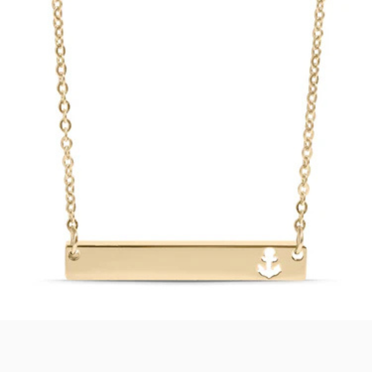 Personalized Horizontal Bar Necklace with Anchor Cutouts | Custom Engraved Stainless Steel