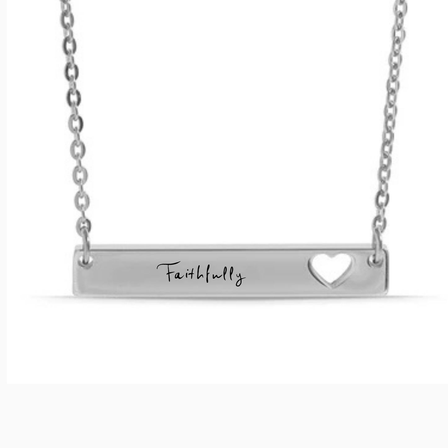 Personalized Horizontal Bar Necklace with Heart Cutouts | Custom Engraved Stainless Steel