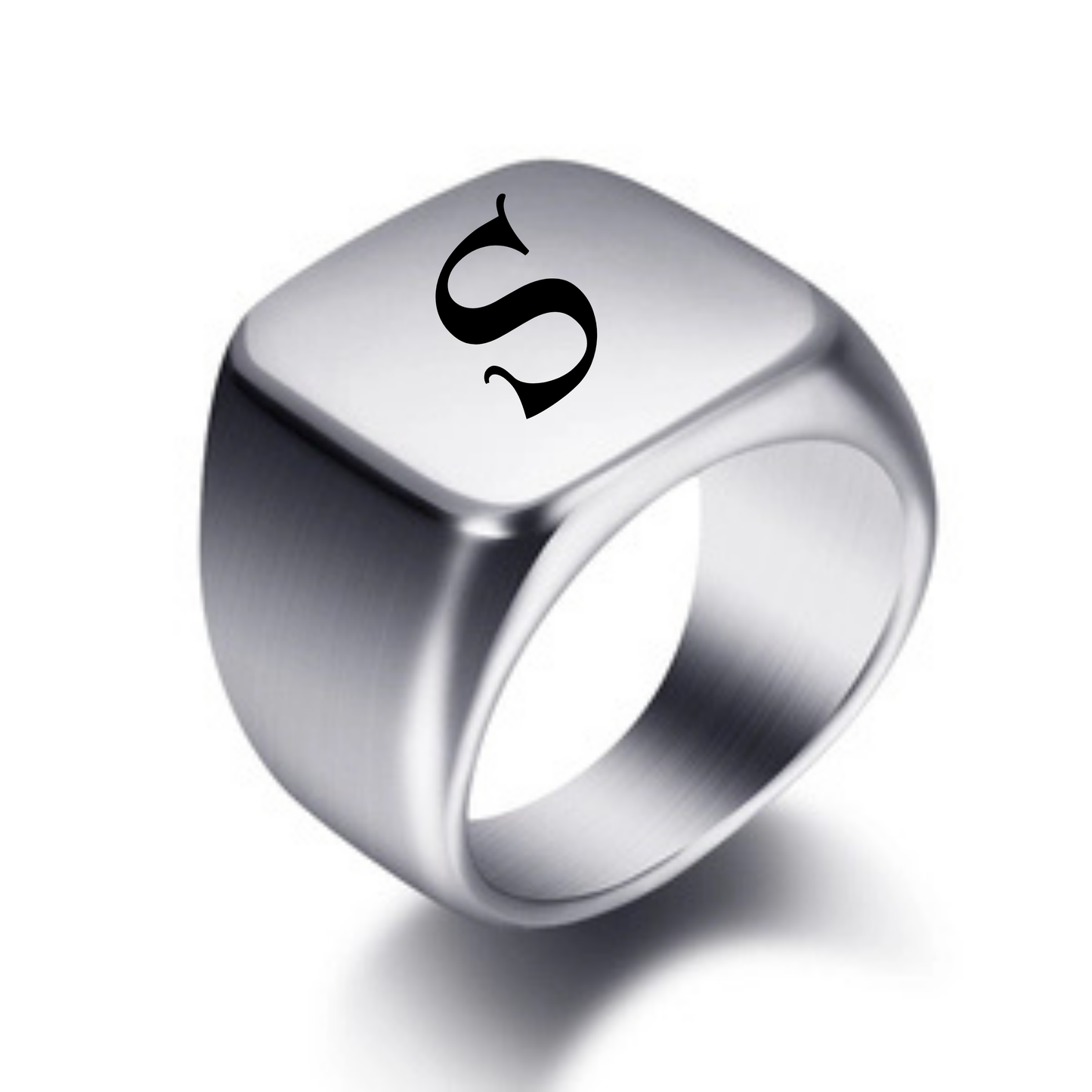 Personalized Substantial Square Signet Ring | Custom Engraved Stainless Steel