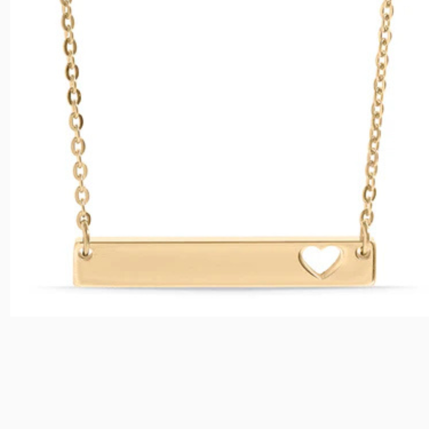 Personalized Horizontal Bar Necklace with Heart Cutouts | Custom Engraved Stainless Steel