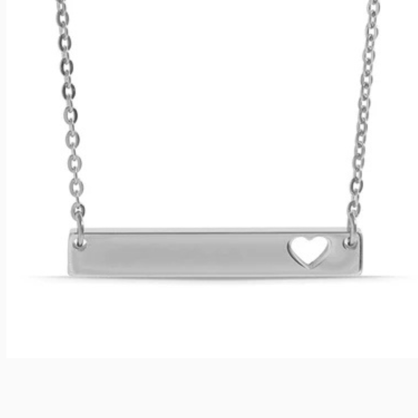 Personalized Horizontal Bar Necklace with Heart Cutouts | Custom Engraved Stainless Steel