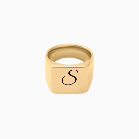 Square Signet Ring | 15mm Personalized Engraved Stainless Steel