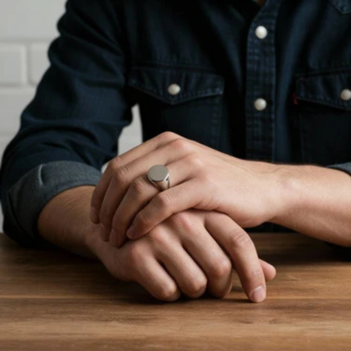 Round Signet Ring | 18mm Personalized Engraved Stainless Steel