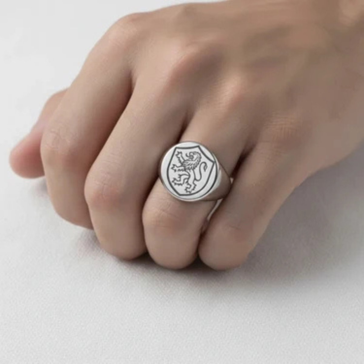 Round Signet Ring | 18mm Personalized Engraved Stainless Steel
