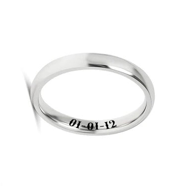 Personalized Highly Polished Rounded Stainless Steel Thin Band Ring
