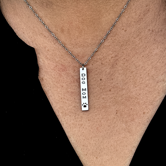 Personalized Paw Print Bar Necklace Vertical