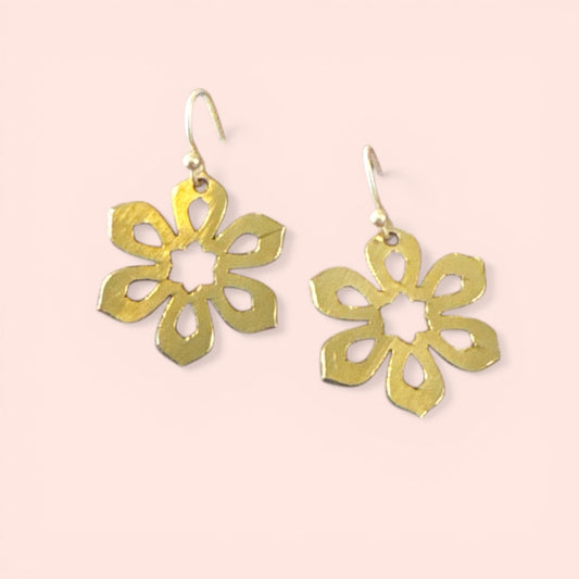 Gold Art Deco Flower Earrings | Floral Jewelry