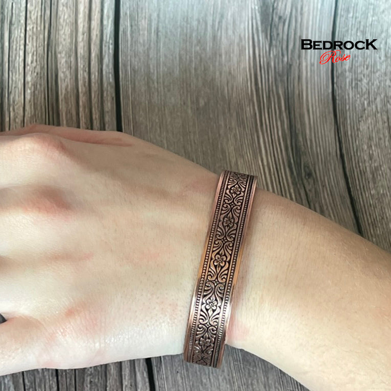 Highly Polished Scrollwork Copper Cuff, Intricate scrollwork texture, copper bracelet, Arthritis Copper, gift for her