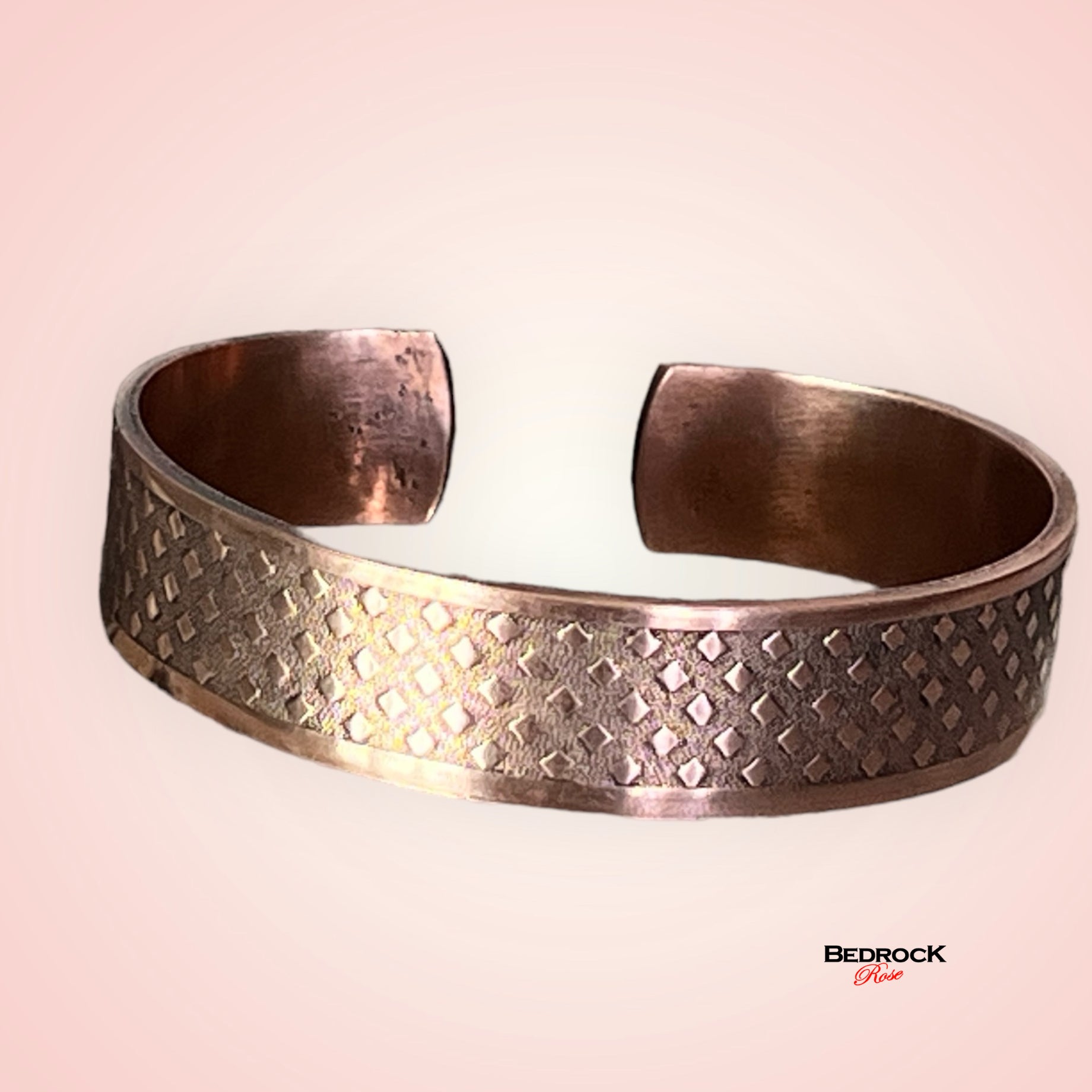 Ombre Effect Diamond Texture Copper Cuff, Copper Bracelet, Arthritis Aid Copper Jewelry, High Shine Copper Cuff, High Shine Textured Copper Bracelet, Gift for Her