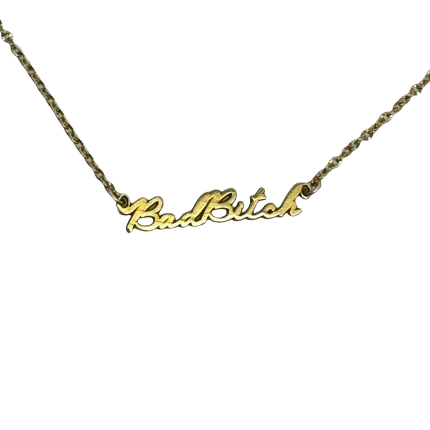 Edgy Bad Bitch Necklace, Jewelry with Attitude, 24k gold plated brass, laser cut precision, birthday gift, gift for her