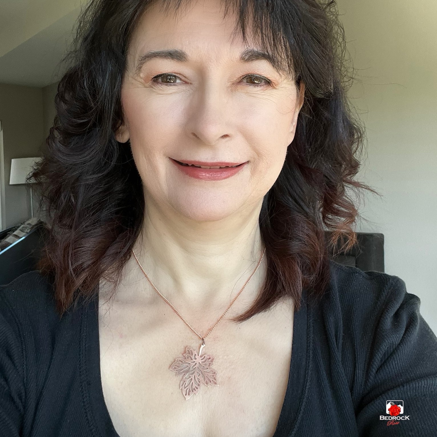 Bedrock Rose hand-pierced copper maple leaf necklace with an 18" chain. Vintage style, perfect for Autumn.