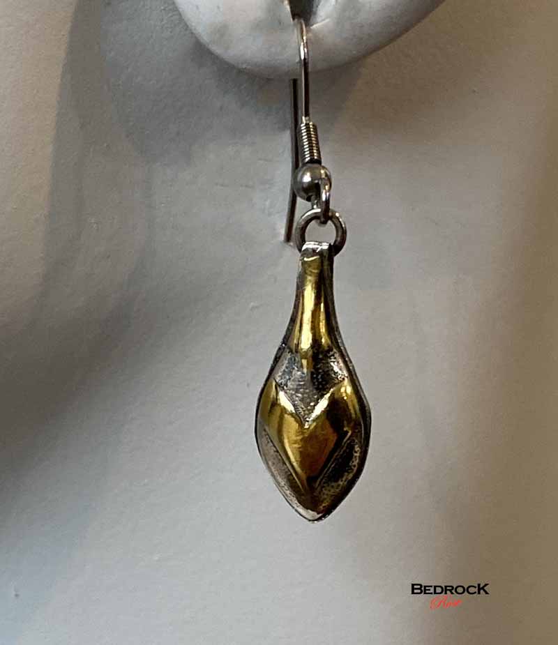 Silver and 24K Gold Dangling Earrings, Silver and Gold Chevron Dangle Earrings, Gift for Her, Stylish high shine gold and silver earrings