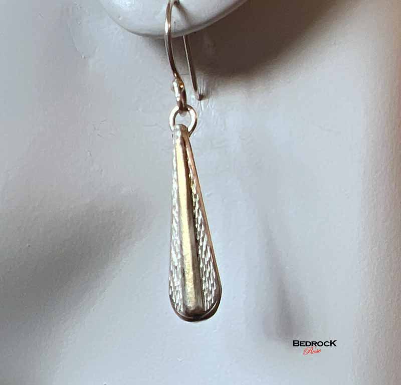 Silver & Gold Bar Teardrop Earrings Bedrock Rose