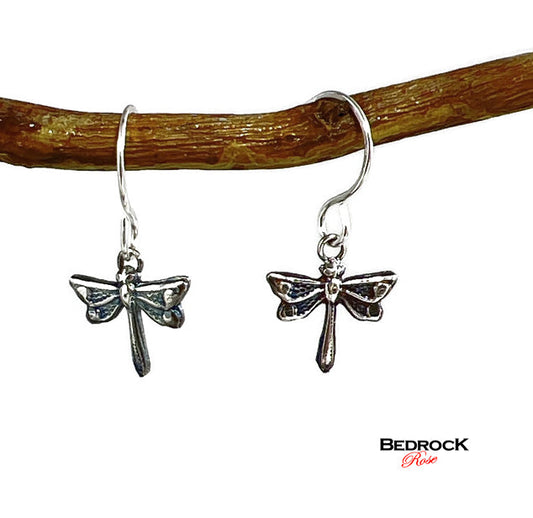 Silver Dragonfly Dangling Earrings