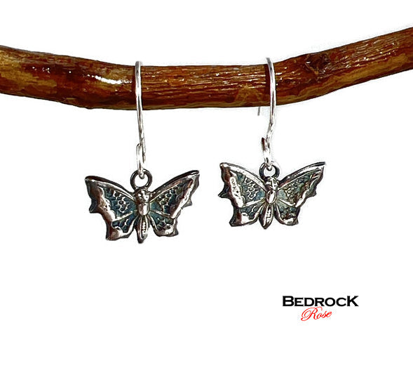 Silver Butterfly dangling earrings; symbol of rebirth, hope, and change