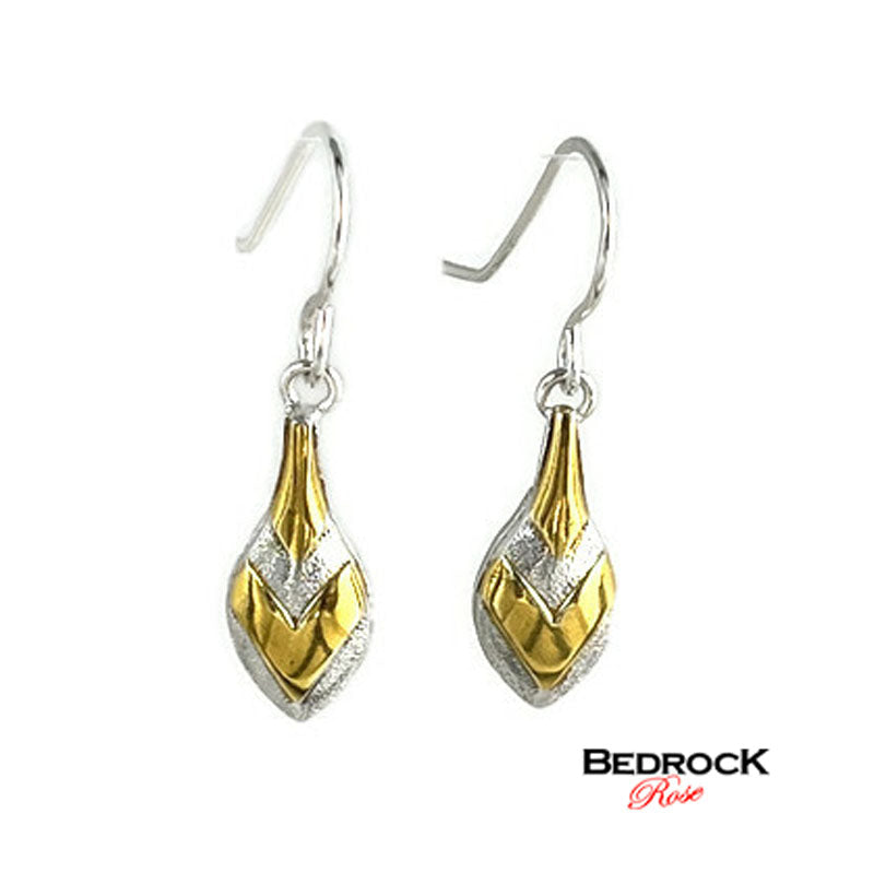 Silver and 24K Gold Dangling Earrings, Silver and Gold Chevron Dangle Earrings, Gift for Her, Stylish high shine gold and silver earrings