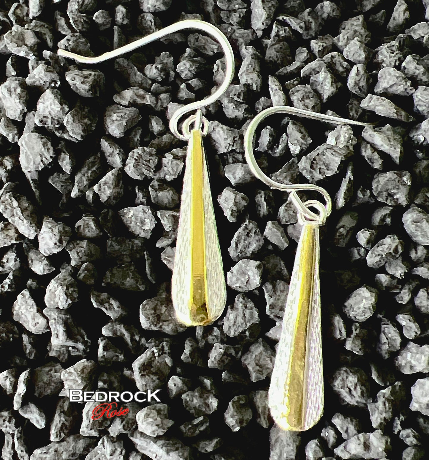 Silver and Gold Bar Dangling Earrings, Silver and 24K Gold Earrings, Dainty Gold and Silver Earrings, Gift for Her