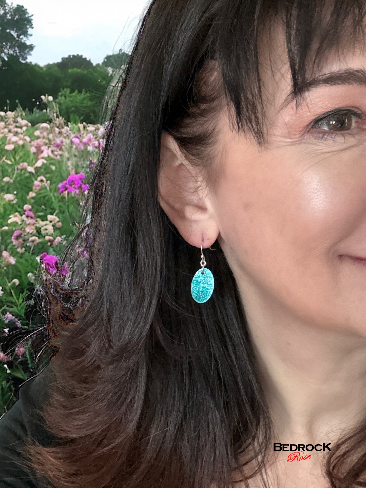 Teal earrings, grape pattern jewelry, nature-inspired accessories, whimsical fashion earrings, contemporary jewelry design, lightweight statement earrings, teal color trends, grape-inspired fashion earrings, handmade jewelry