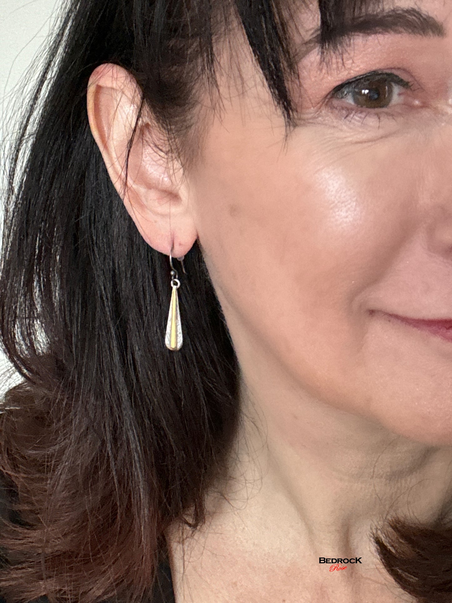 Silver and Gold Bar Dangling Earrings, Silver and 24K Gold Earrings, Dainty Gold and Silver Earrings, Gift for Her, Handmade jewelry