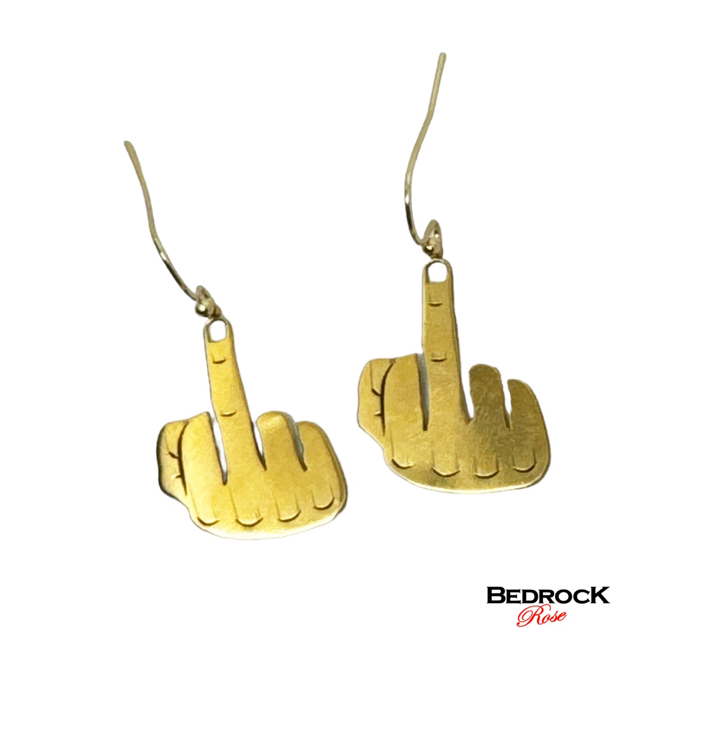 Edgy gold middle finger dangling earrings, 24k gold-plated precision laser cut, jewelry with attitude, flipping the bird earrings, birthday gift, bachelorette jewelry, breakup jewelry, screw jewelry