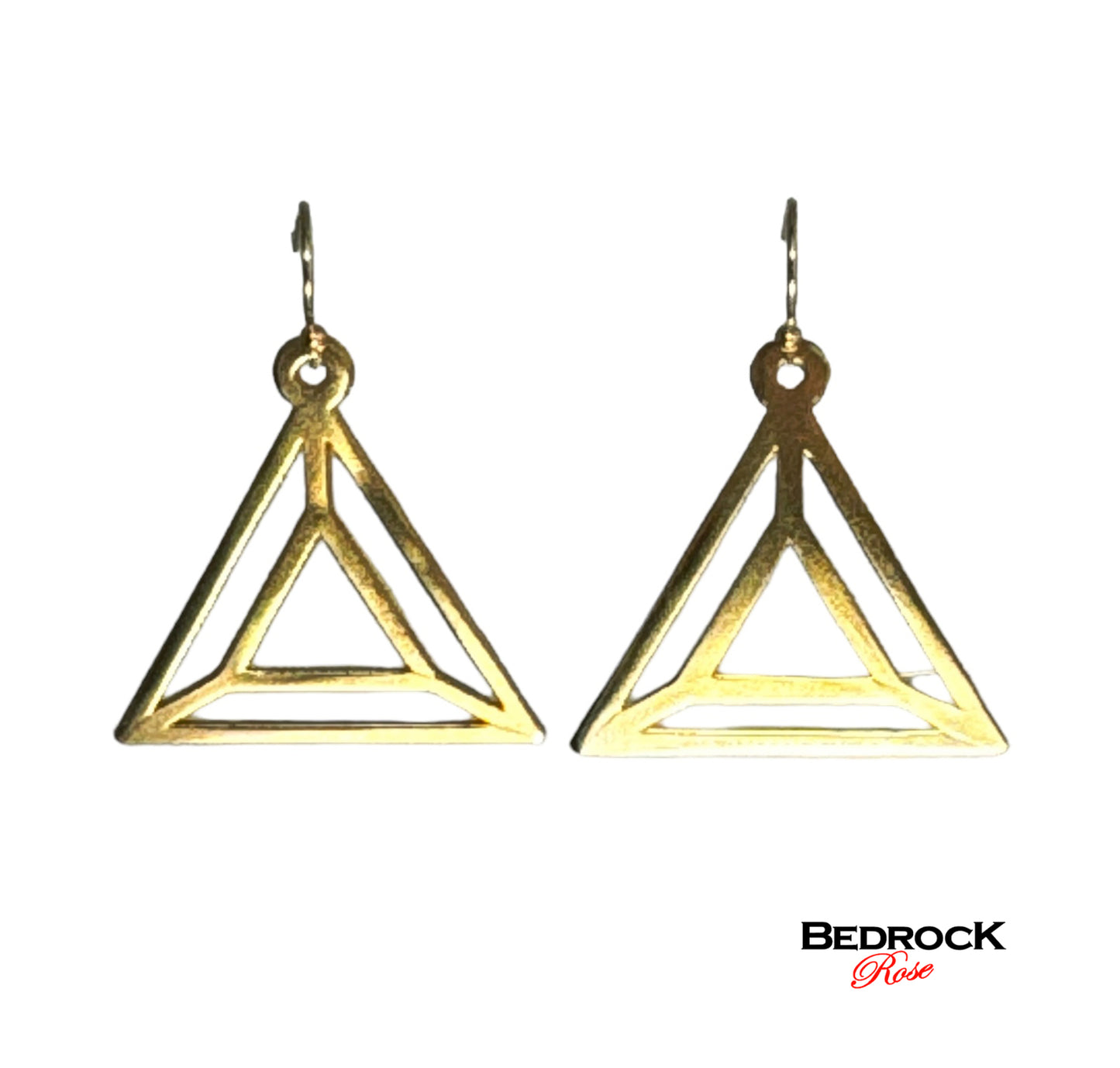 Bold Gold Triangle within a Triangle Dangling Earrings, 24k Gold-Plated Brass, Precision laser cut, Art deco design, Modern Chic Design, Gift for Her