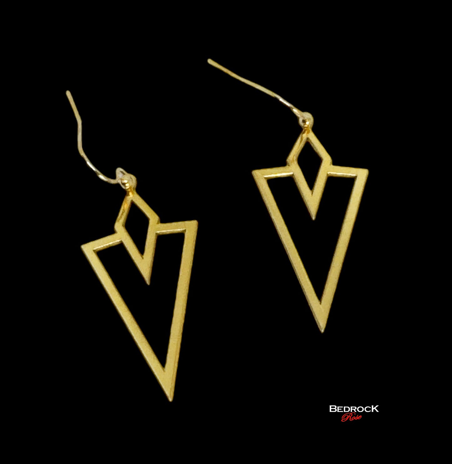 Gold arrowhead dangling earrings, lightweight geometric art deco design, modern chic jewelry, gift for her, birthday gift