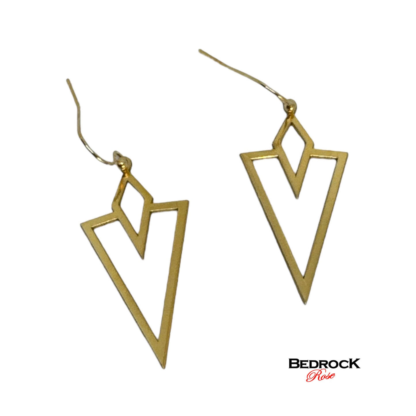 Gold arrowhead dangling earrings, lightweight geometric art deco design, modern chic jewelry, gift for her, birthday gift