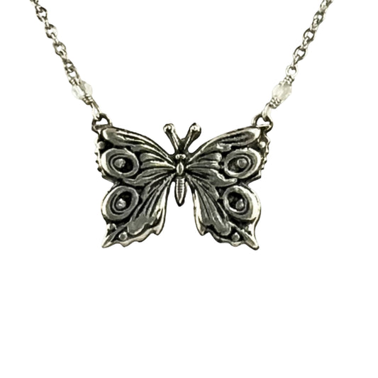Beautiful Fine Silver Butterfly Pendant Necklace, Nature-Inspired Jewelry
