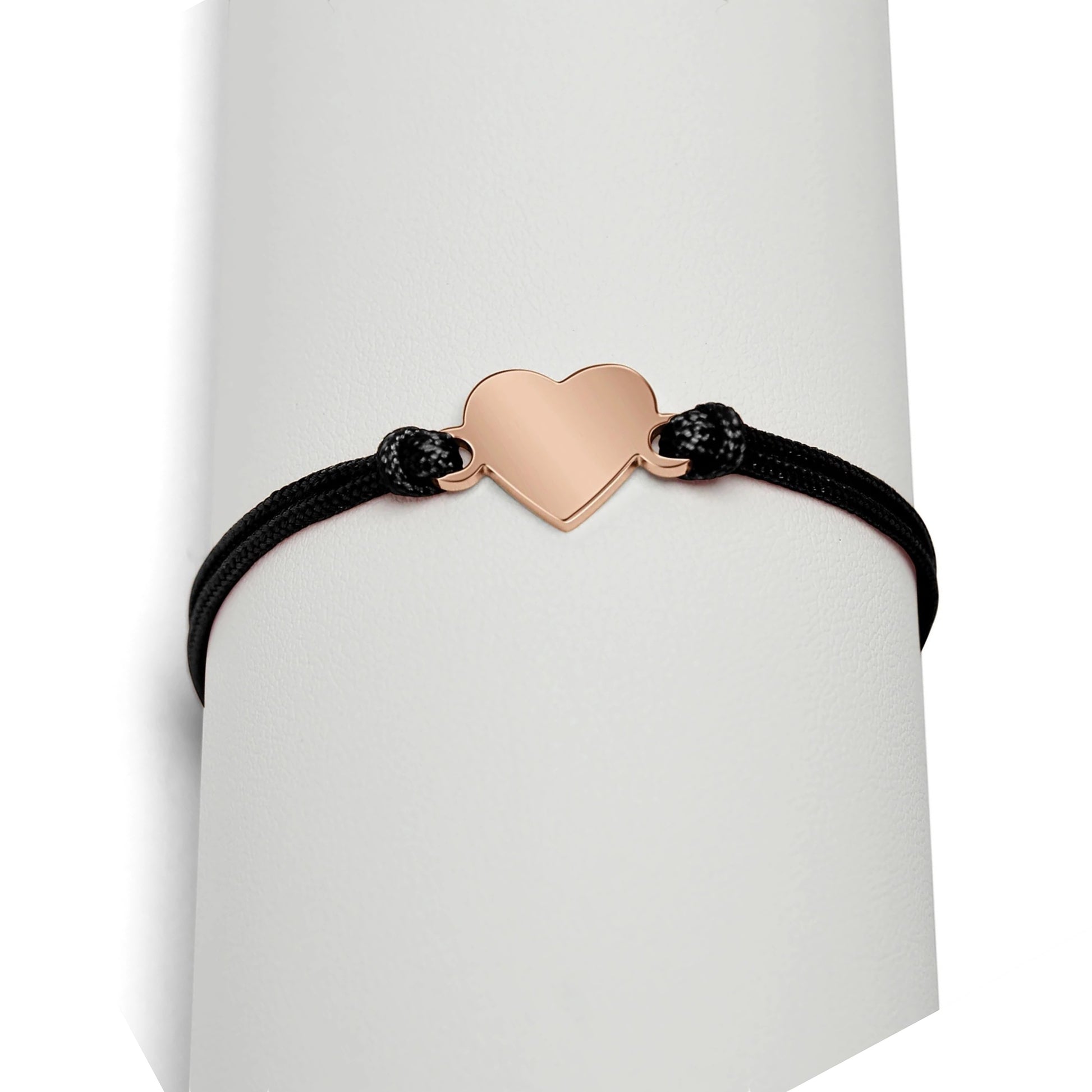 Rose Gold corded friendship bracelet with heart charm engravable