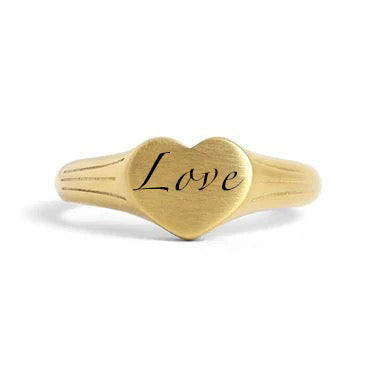 Personalized Gold Heart Signet Ring